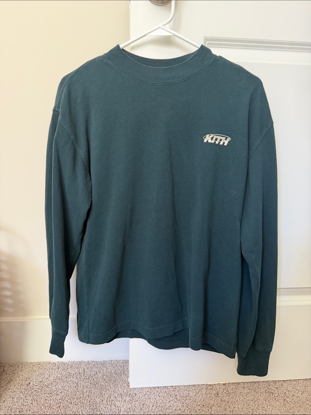 KITH Women’s Teal Long-Sleeve Logo Crewneck Shirt